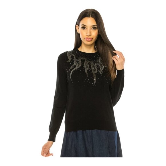 YAL New York Black Embellished Sweater Plus Size 2X - Picture 1 of 6